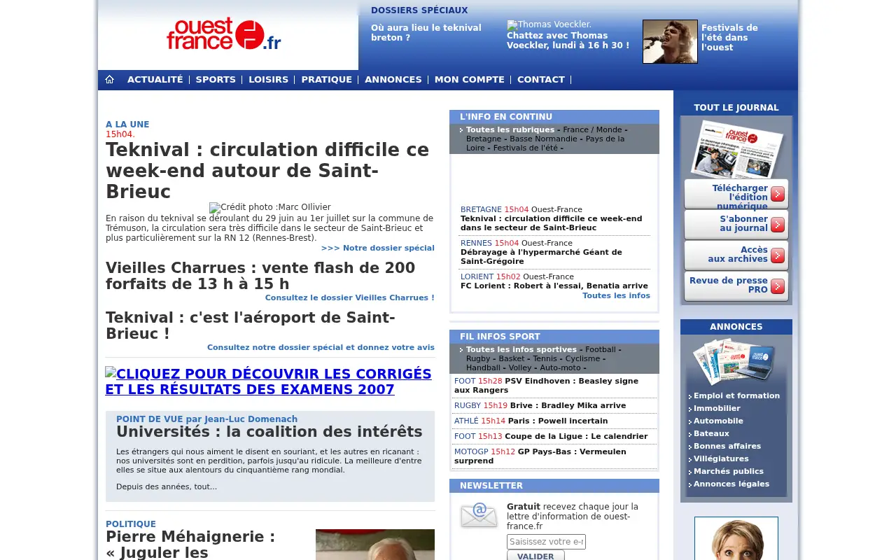 ouest-france.fr on June 29, 2007
