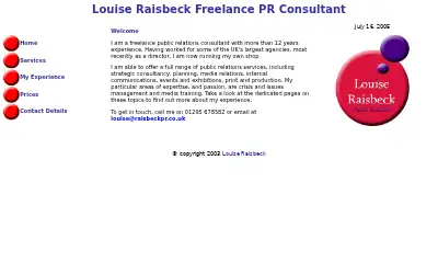 raisbeckpr.co.uk in 2005