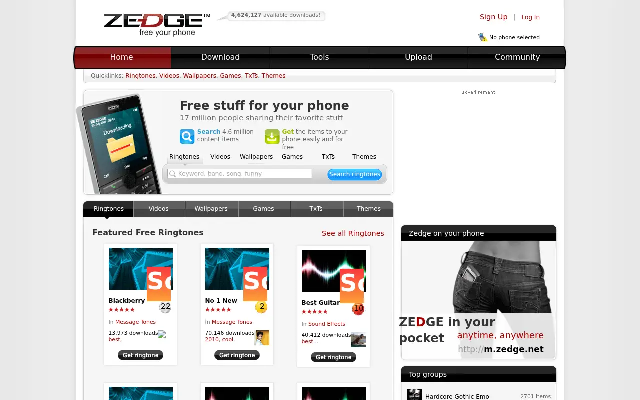 zedge.net in 2010