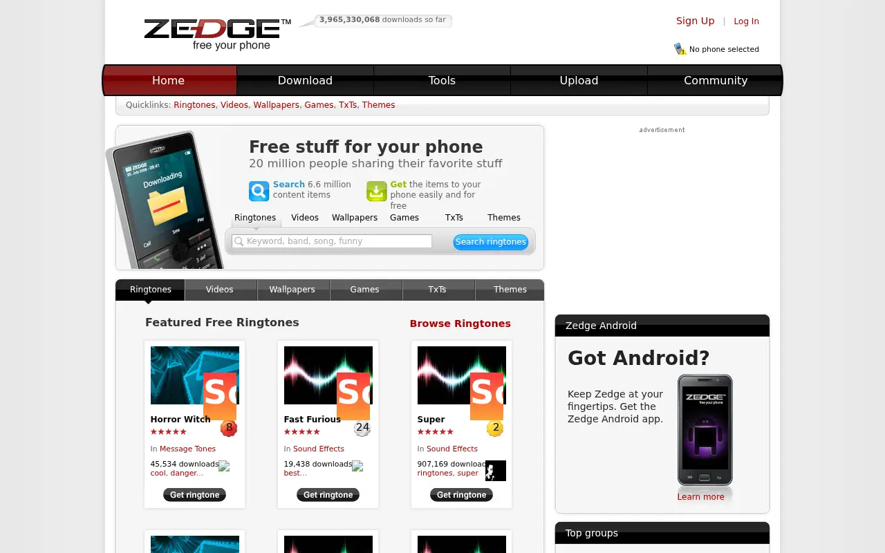 zedge.net in 2011