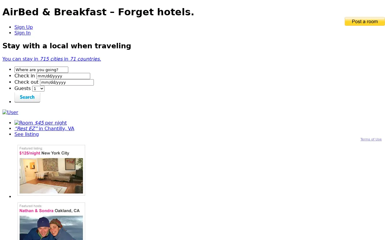 airbnb.com in 2009