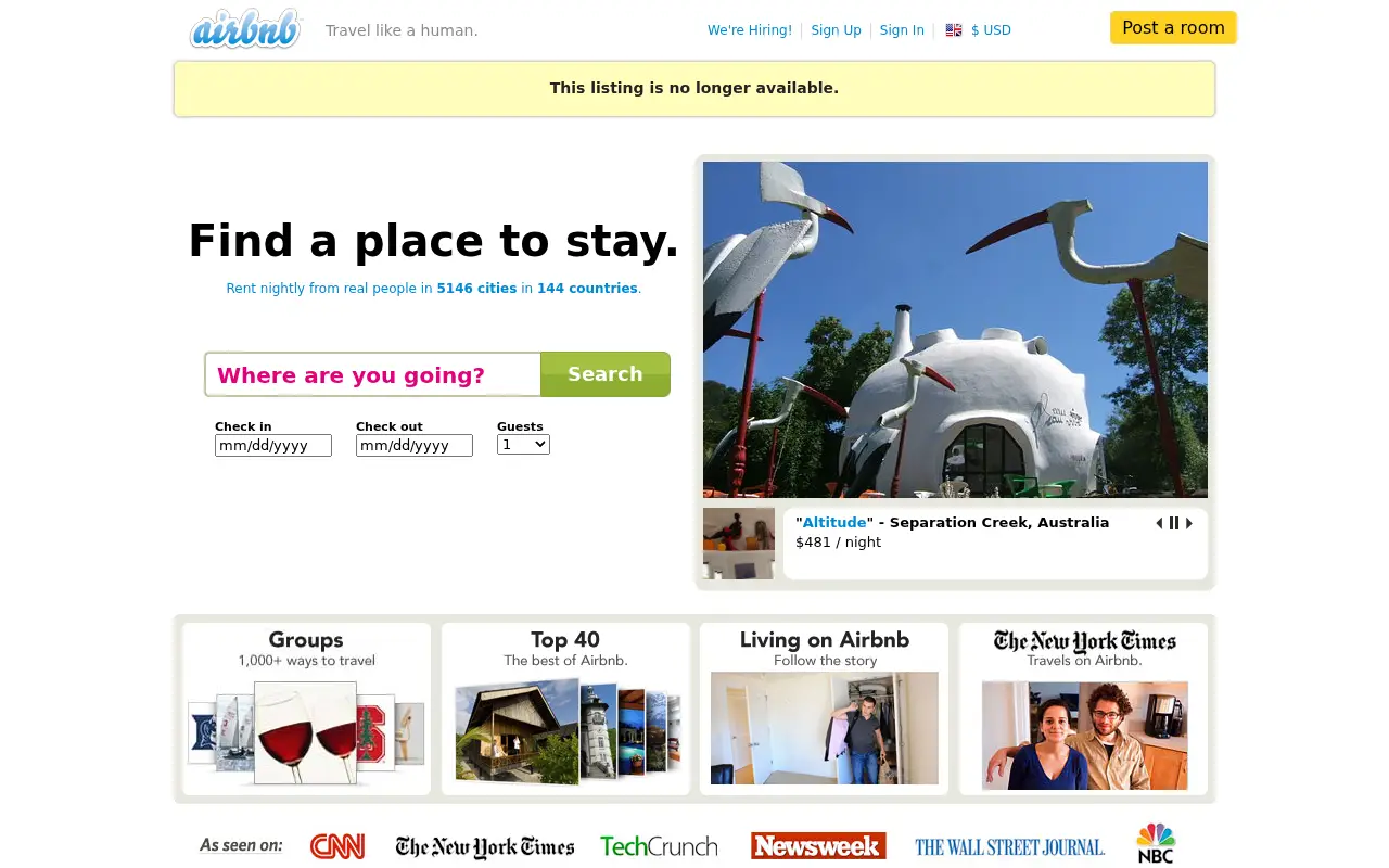 airbnb.com in 2010