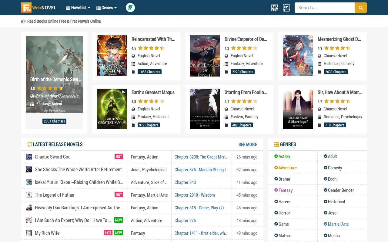 freewebnovel.com in 2022