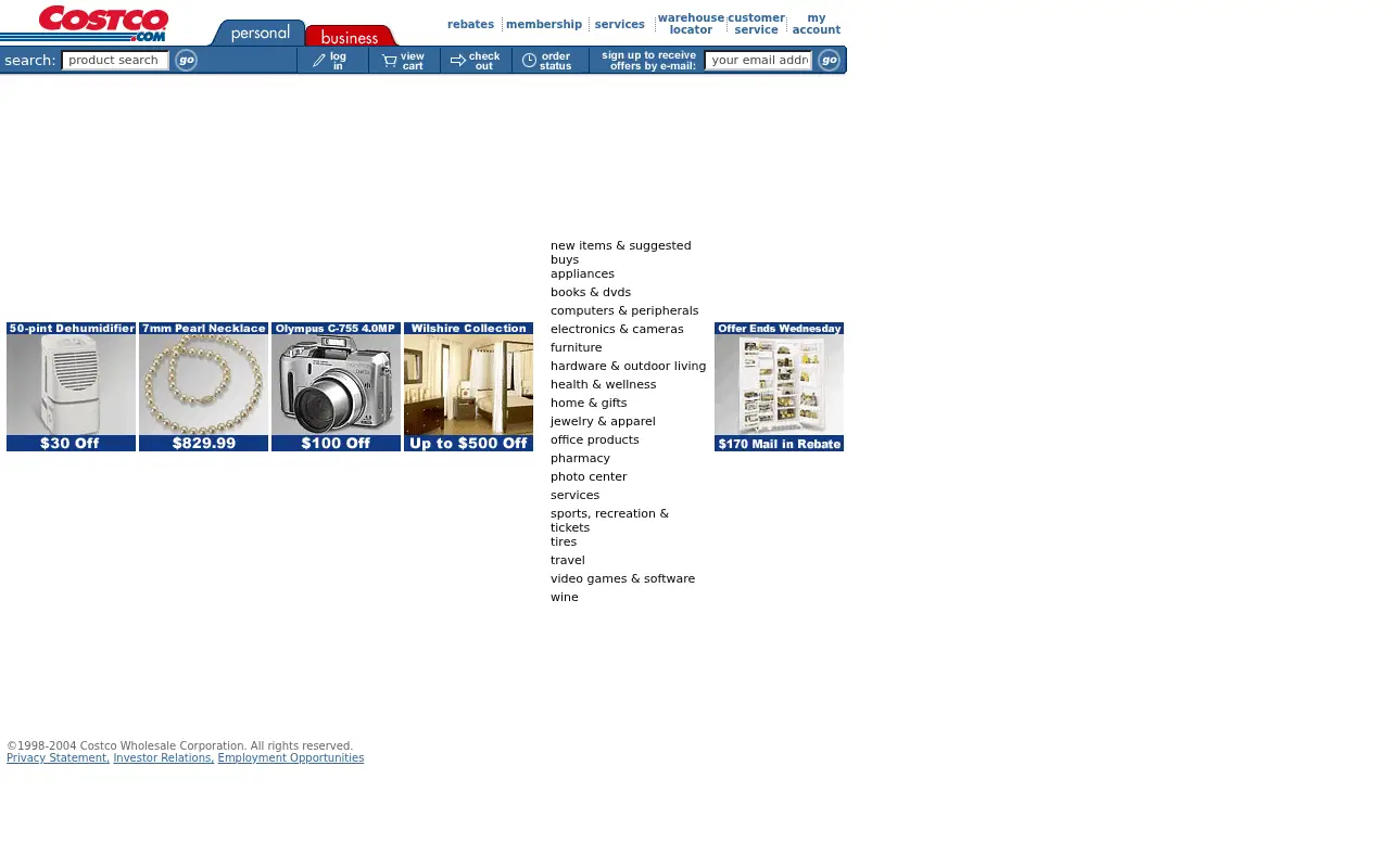 costco.com on July 1, 2004