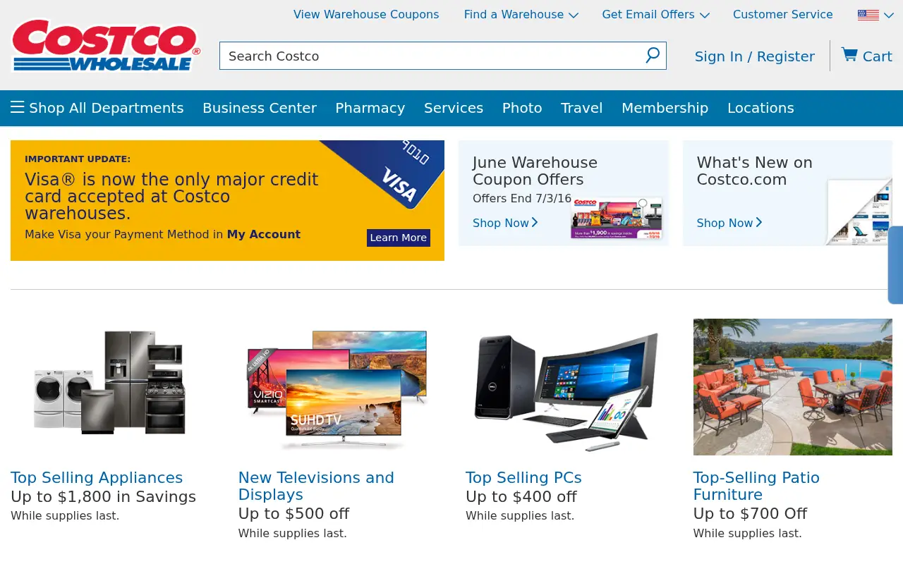 costco.com on June 30, 2016