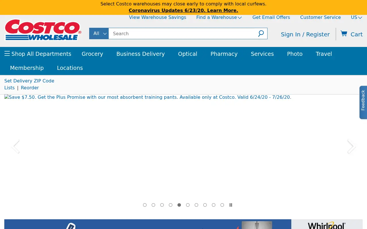 costco.com on June 30, 2020