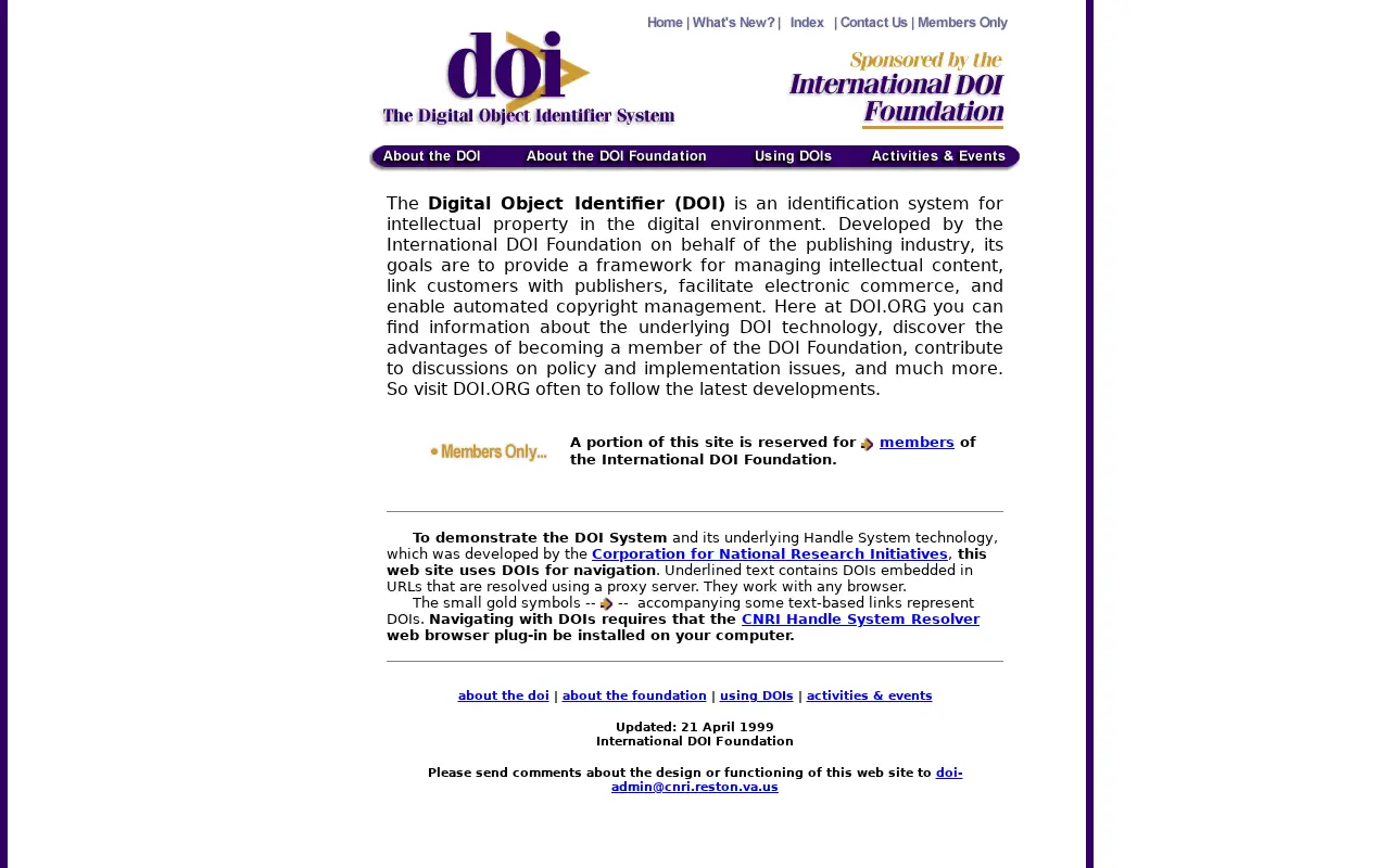 doi.org in 1999