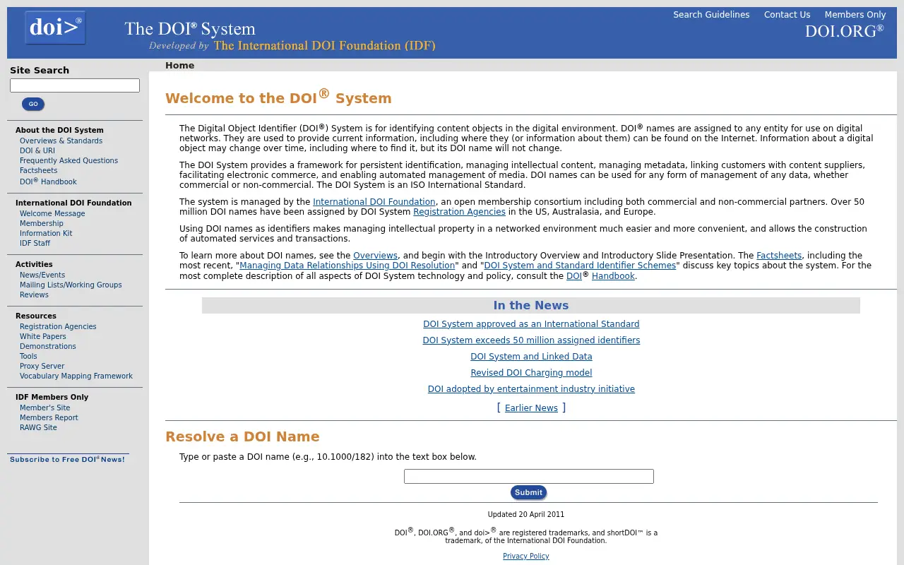 doi.org on June 29, 2011