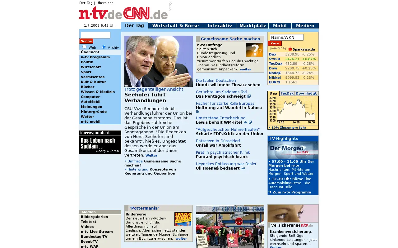 n-tv.de in 2003