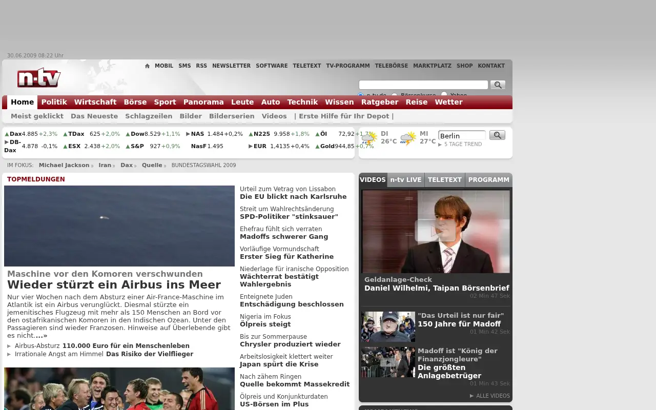 n-tv.de in 2009
