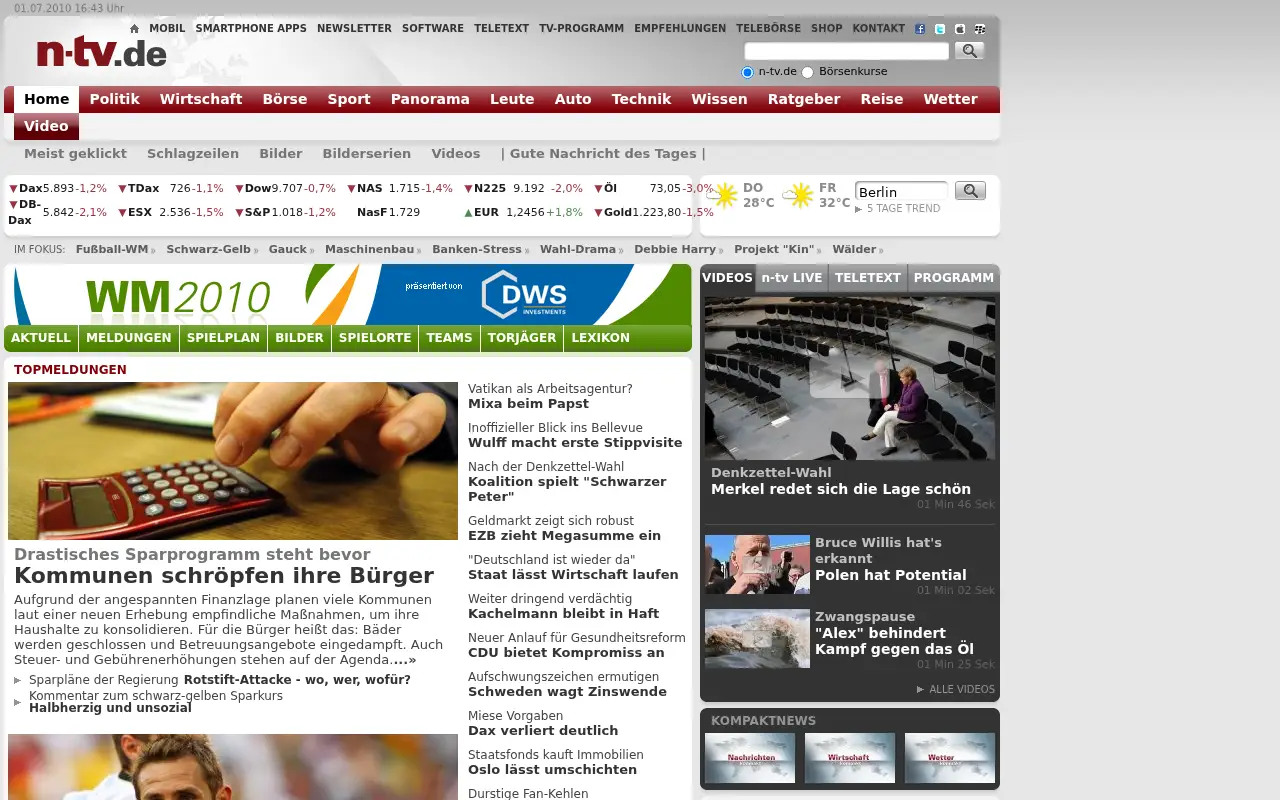 n-tv.de in 2010