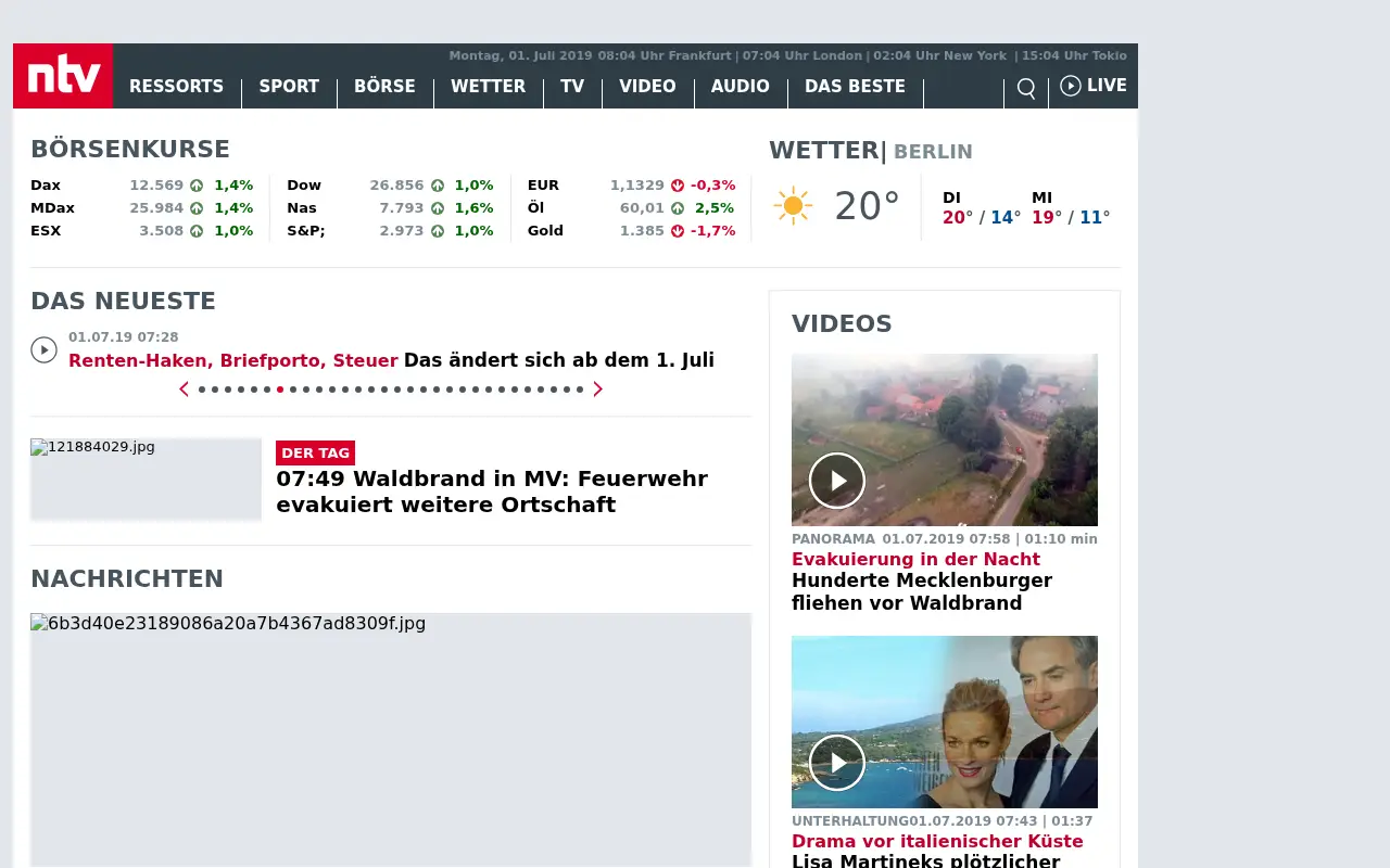 n-tv.de in 2019