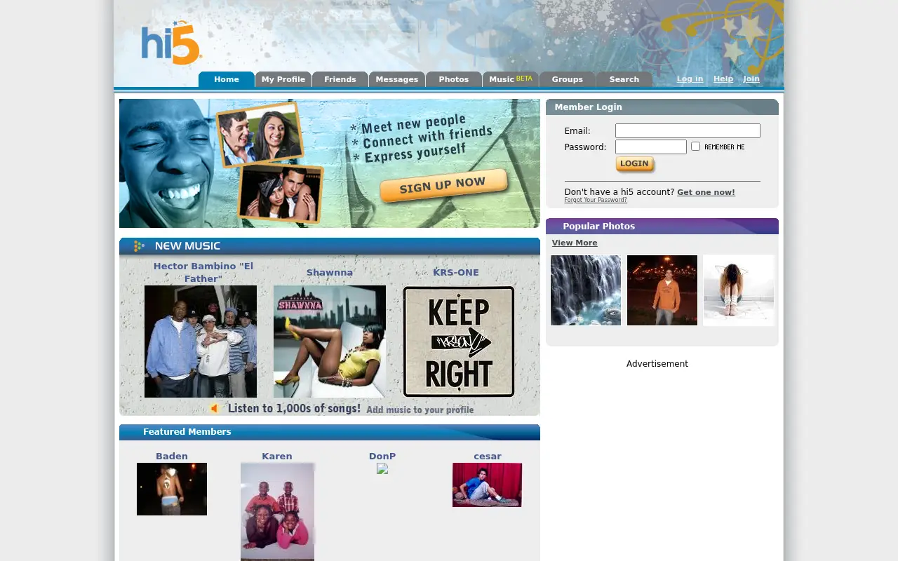 hi5.com in 2006