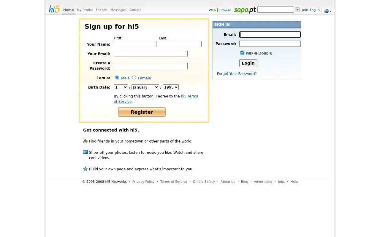 hi5.com in 2008