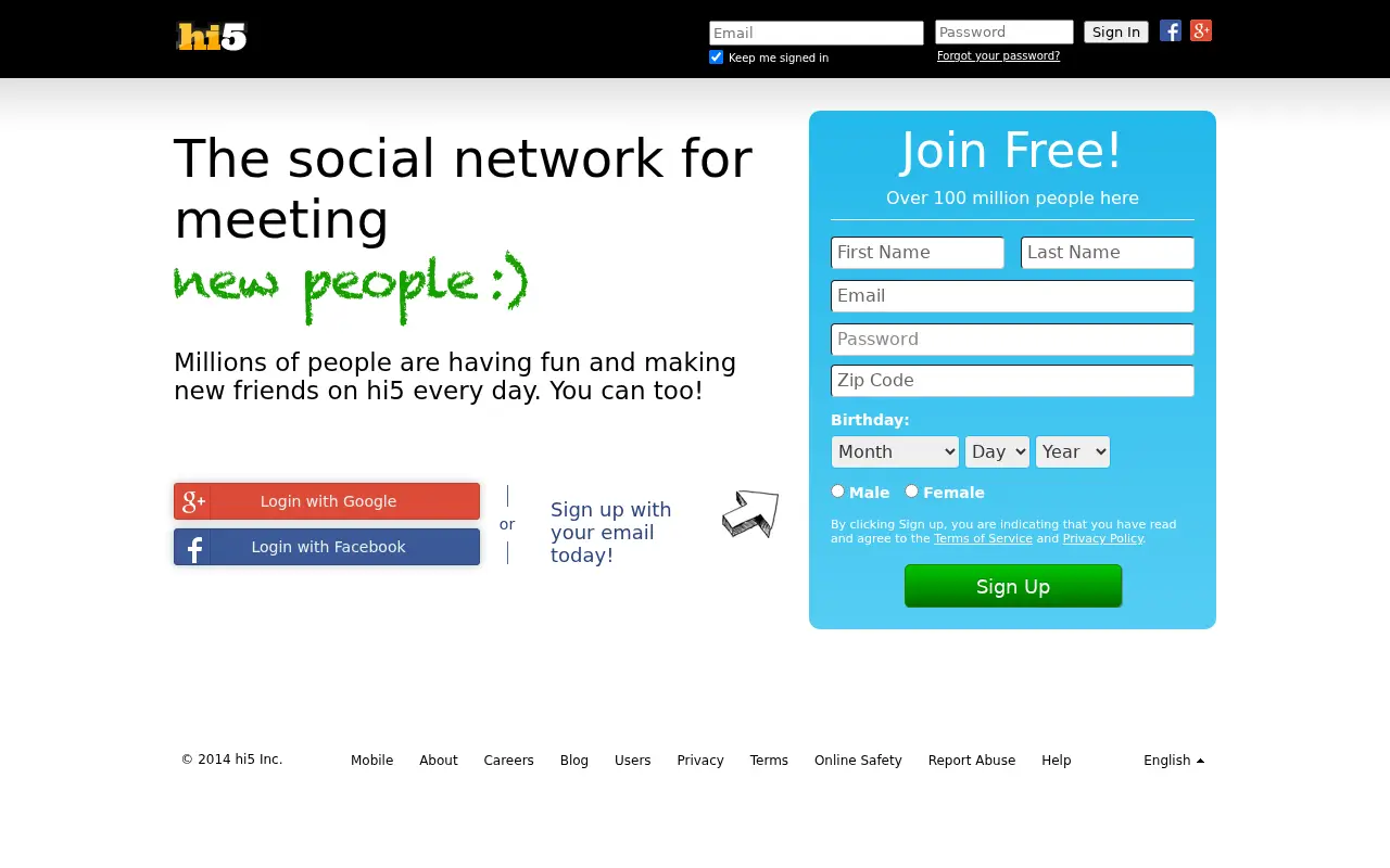 hi5.com in 2014
