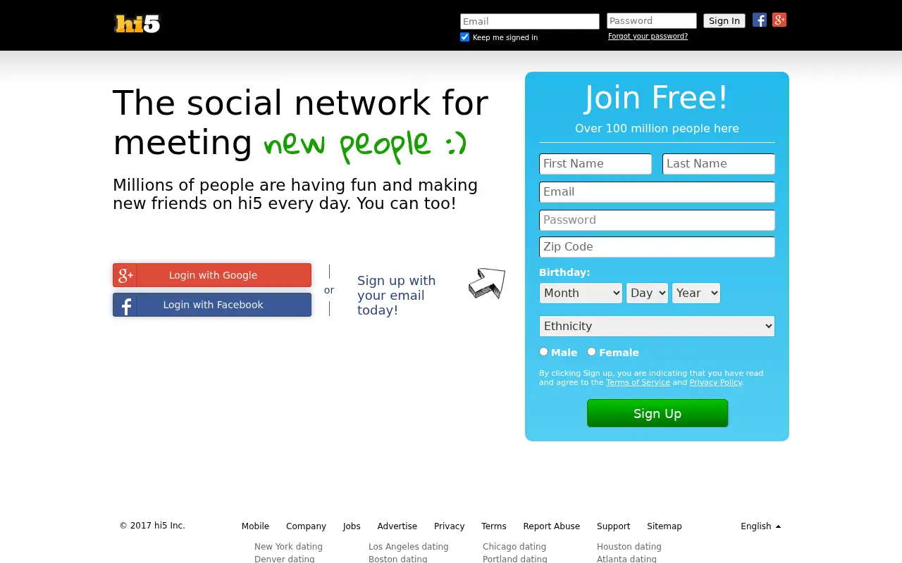 hi5.com in 2017
