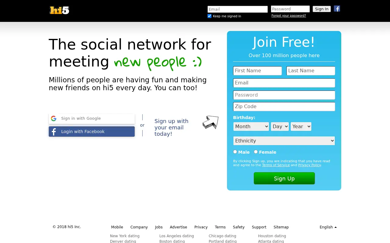 hi5.com in 2018