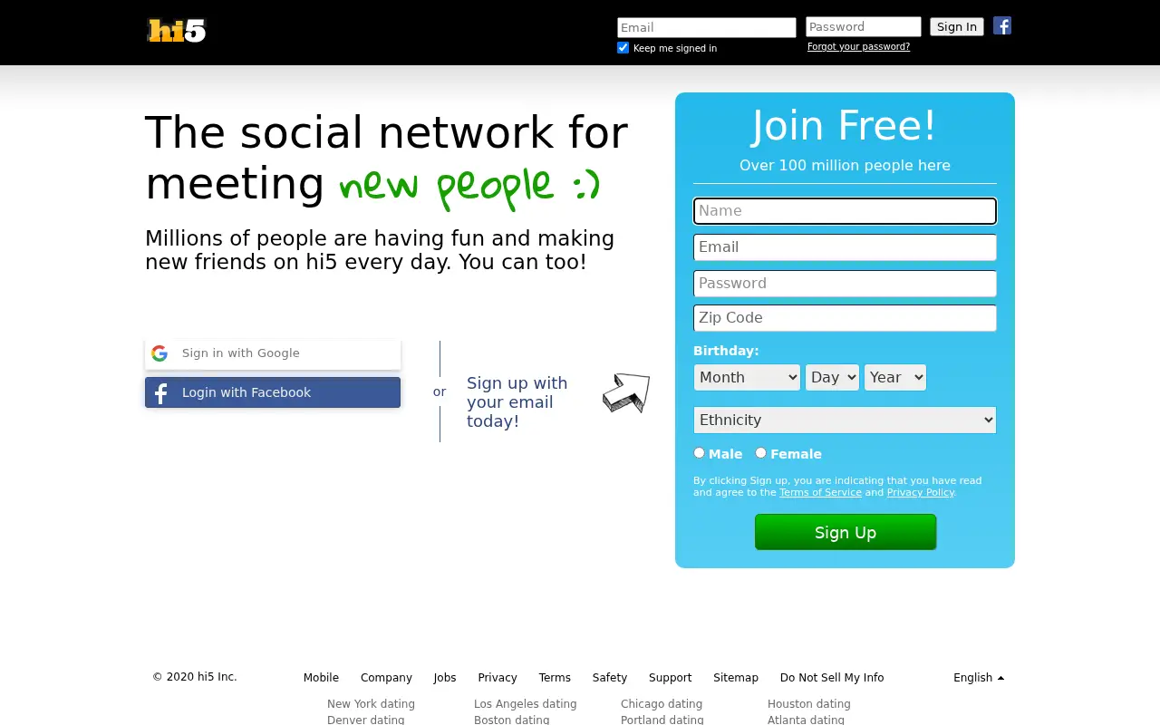hi5.com in 2020