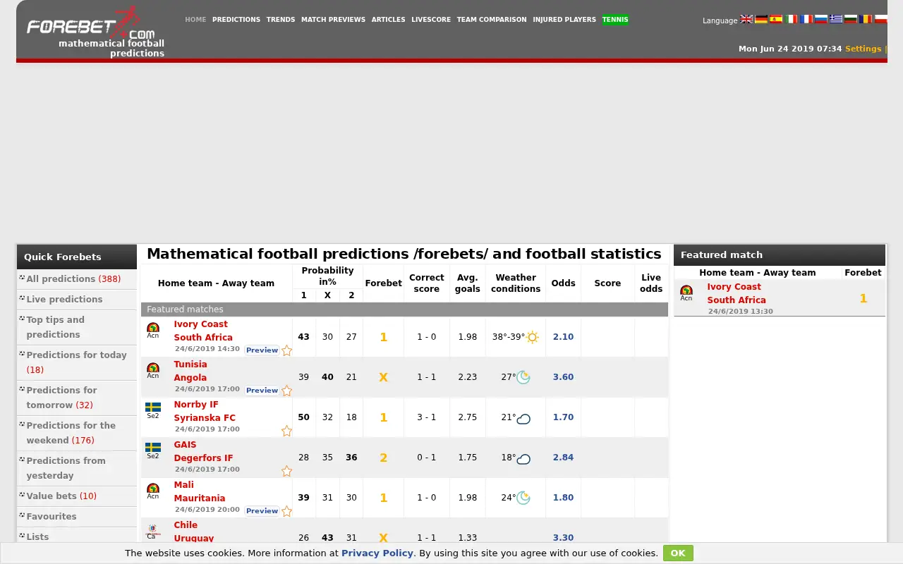 forebet.com in 2019