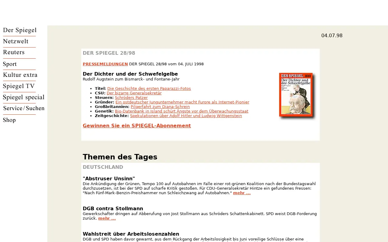 spiegel.de in 1998