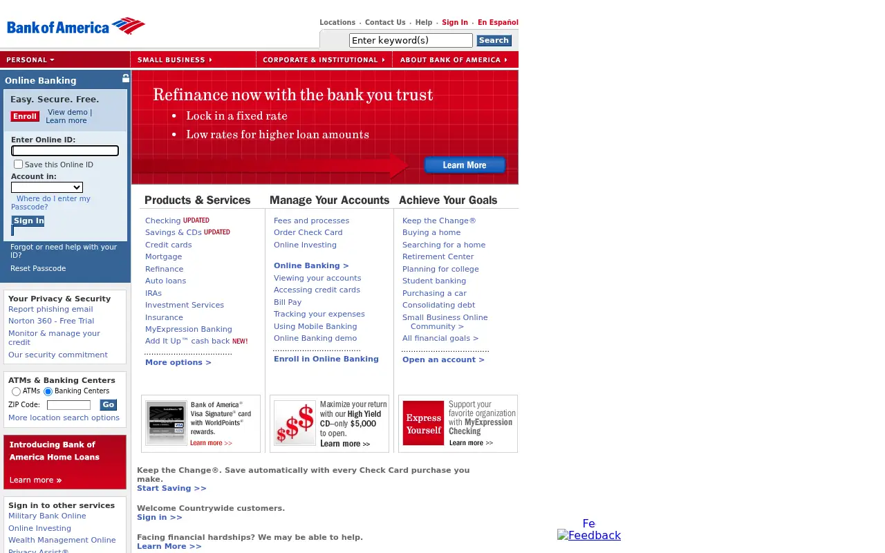bankofamerica.com in 2009