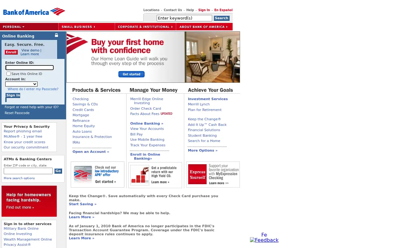 bankofamerica.com in 2010