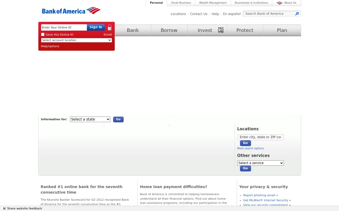 bankofamerica.com in 2012