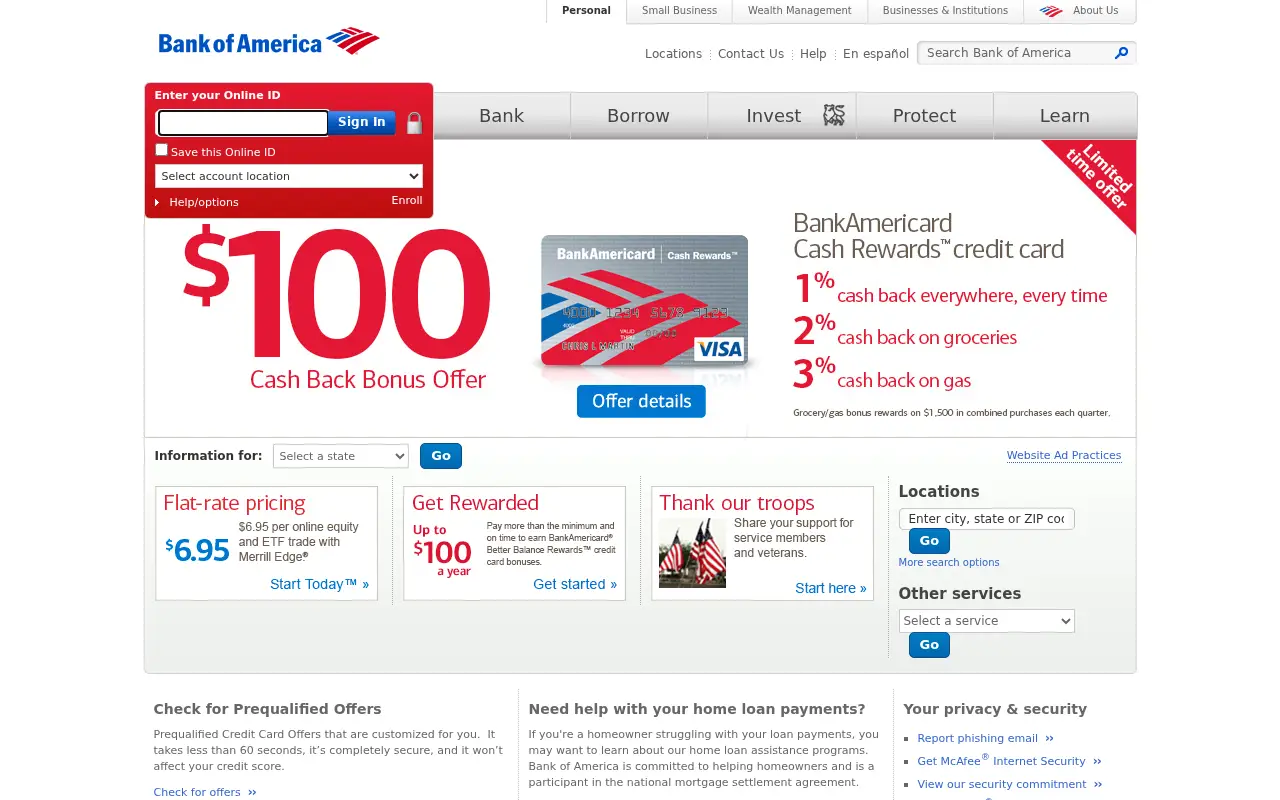 bankofamerica.com in 2013