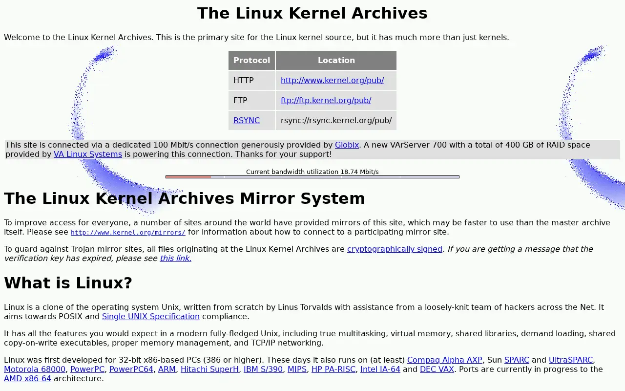 kernel.org in 2001