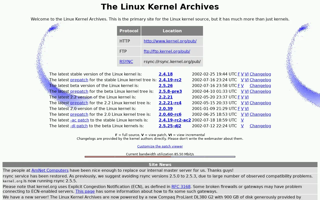 kernel.org in 2002