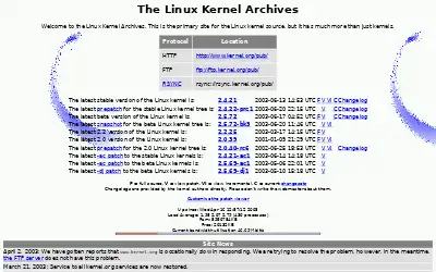 kernel.org in 2003