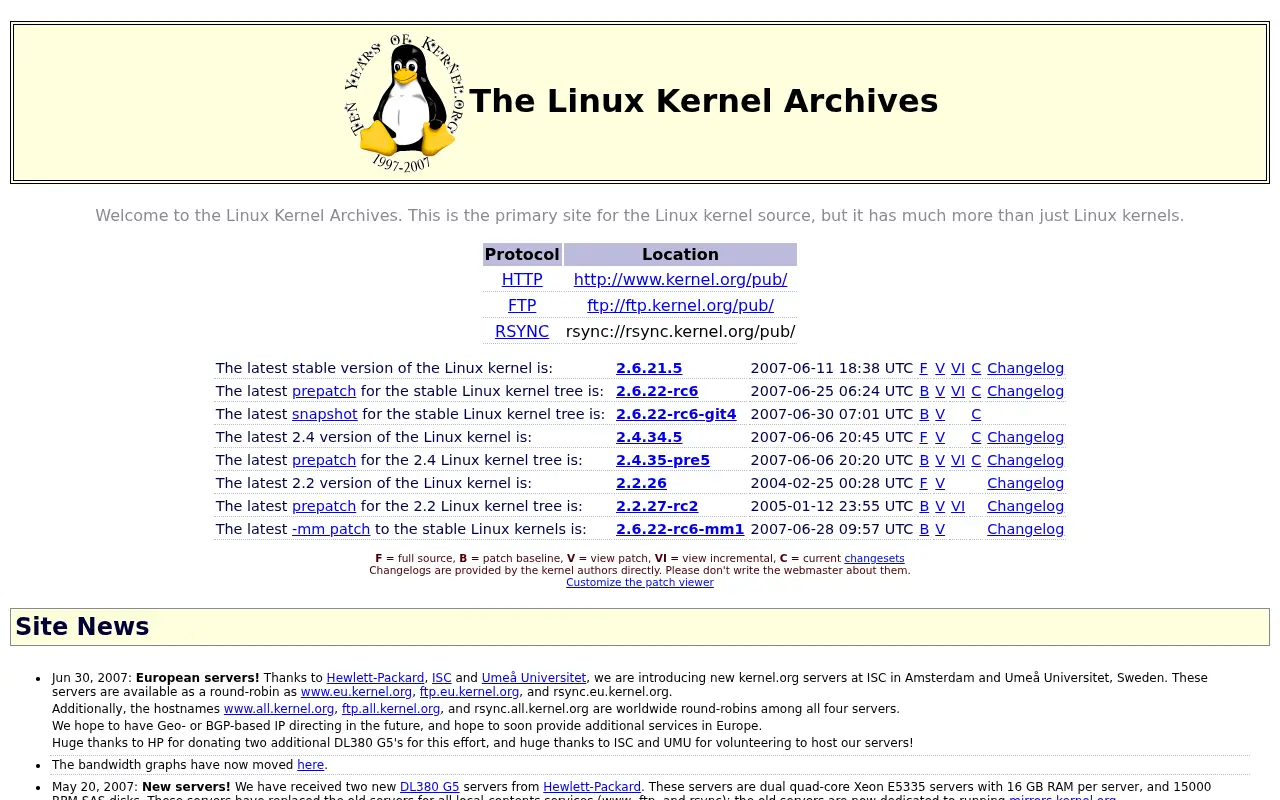 kernel.org in 2007