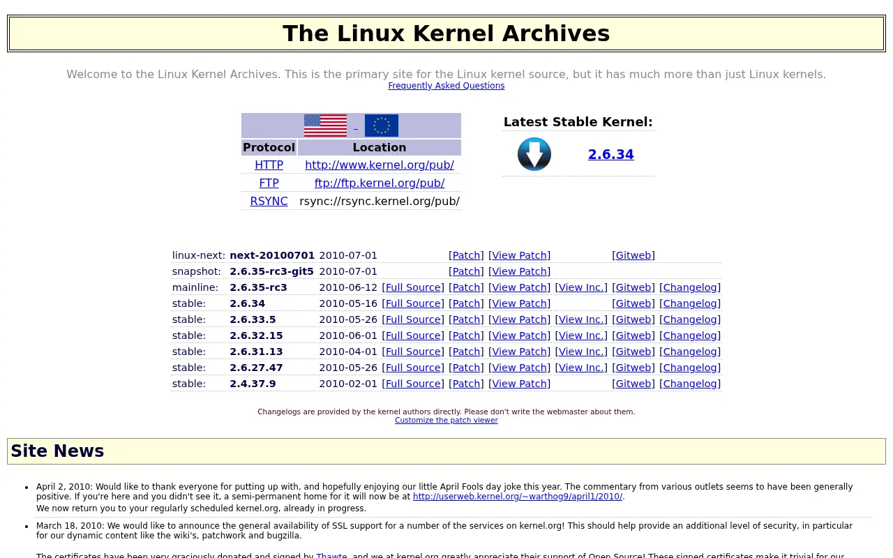 kernel.org on July 1, 2010
