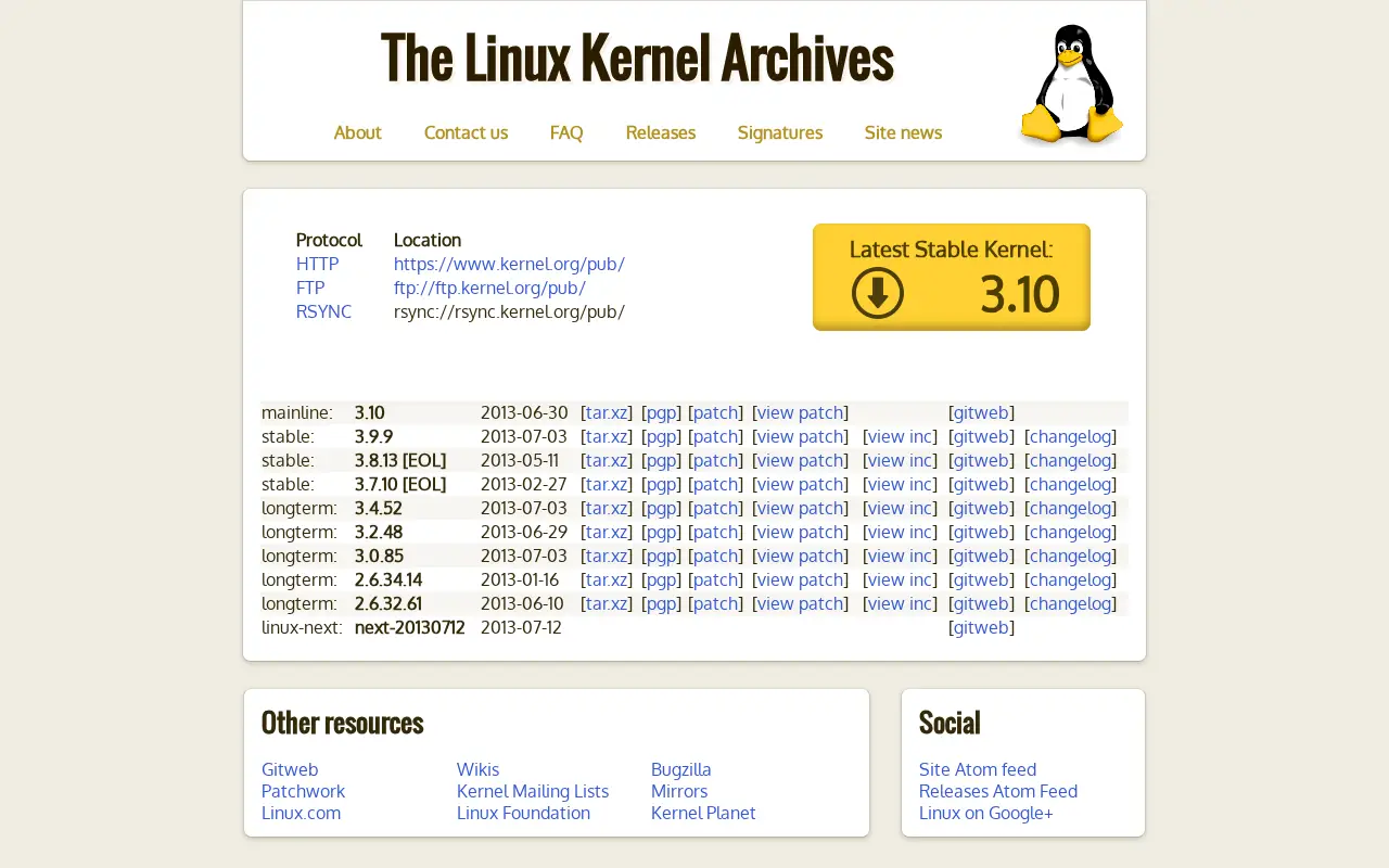 kernel.org in 2013