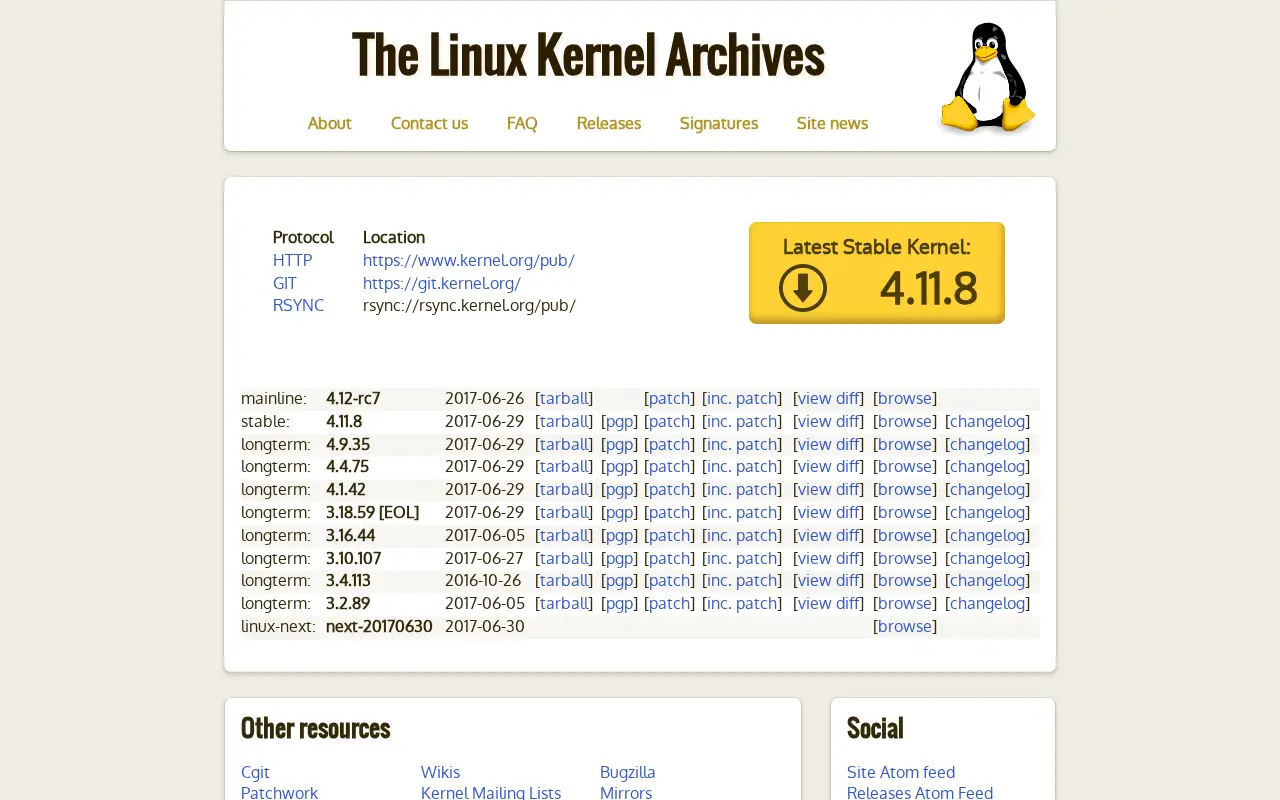 kernel.org in 2017