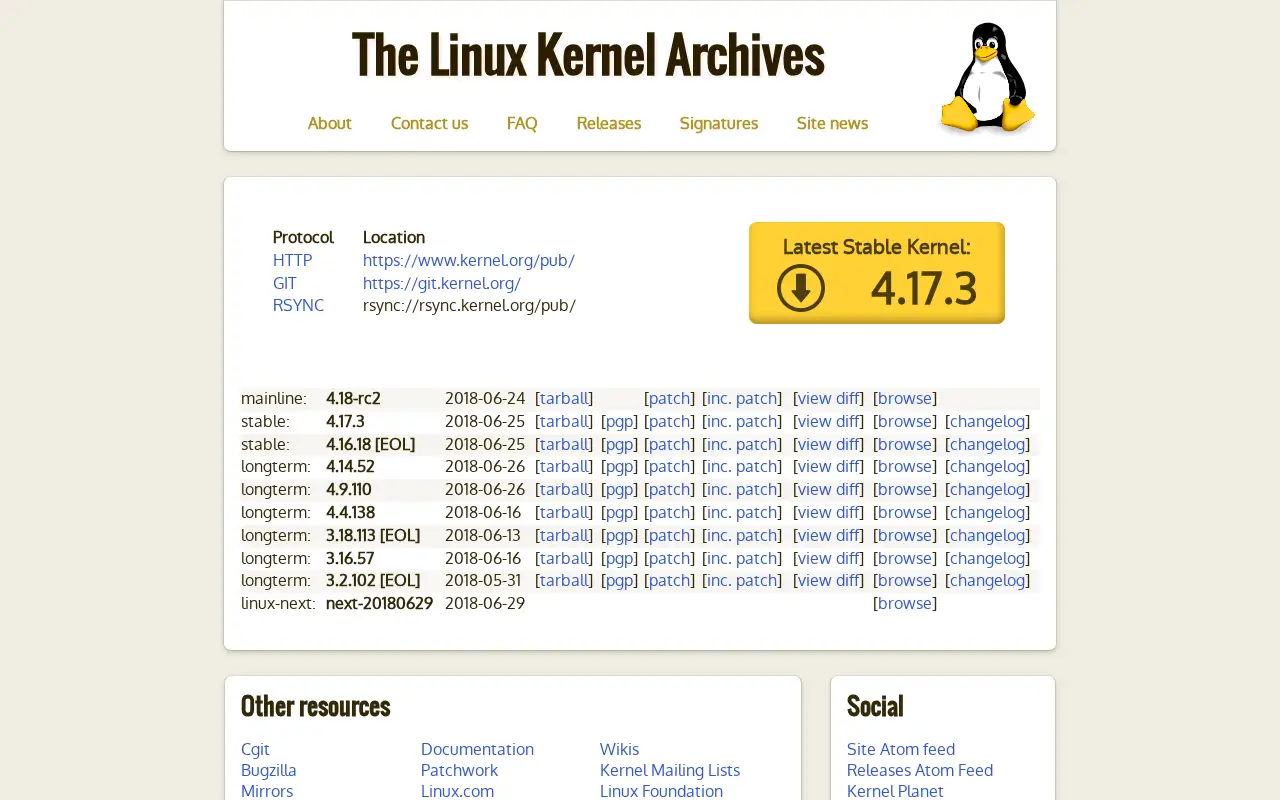 kernel.org in 2018