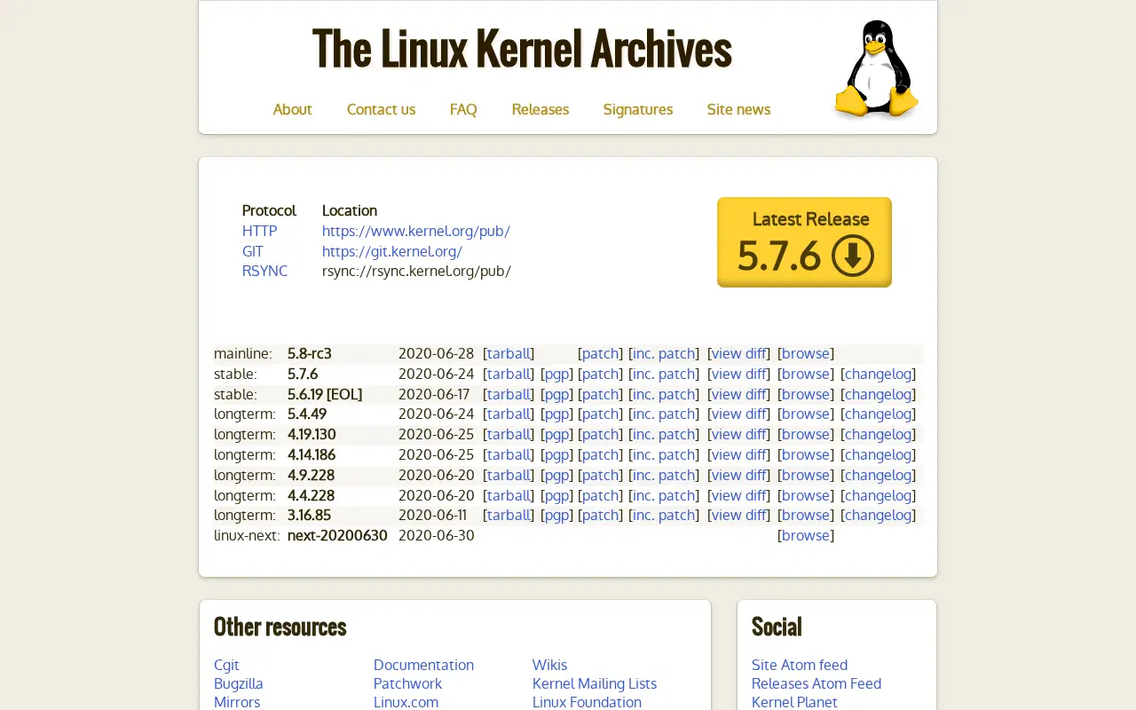 kernel.org in 2020
