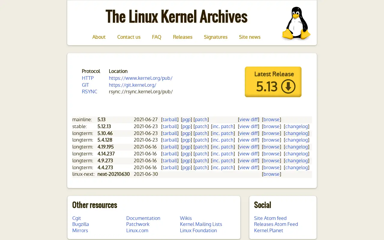 kernel.org on June 30, 2021