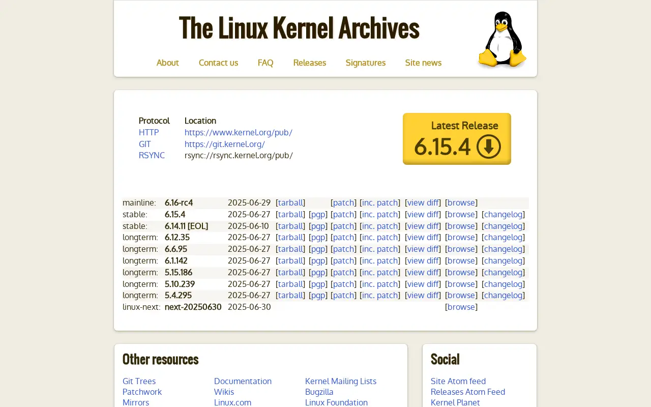 kernel.org on June 30, 2025