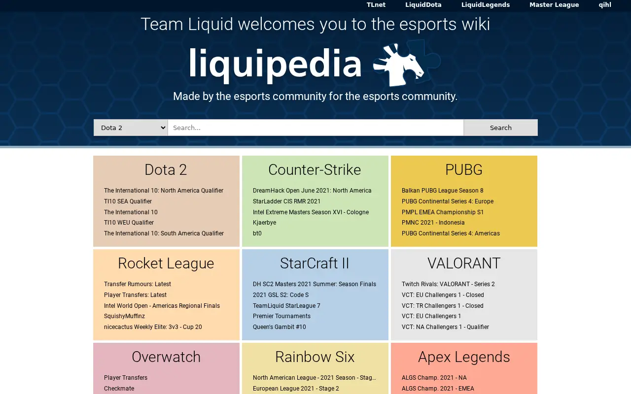 liquipedia.net in 2021