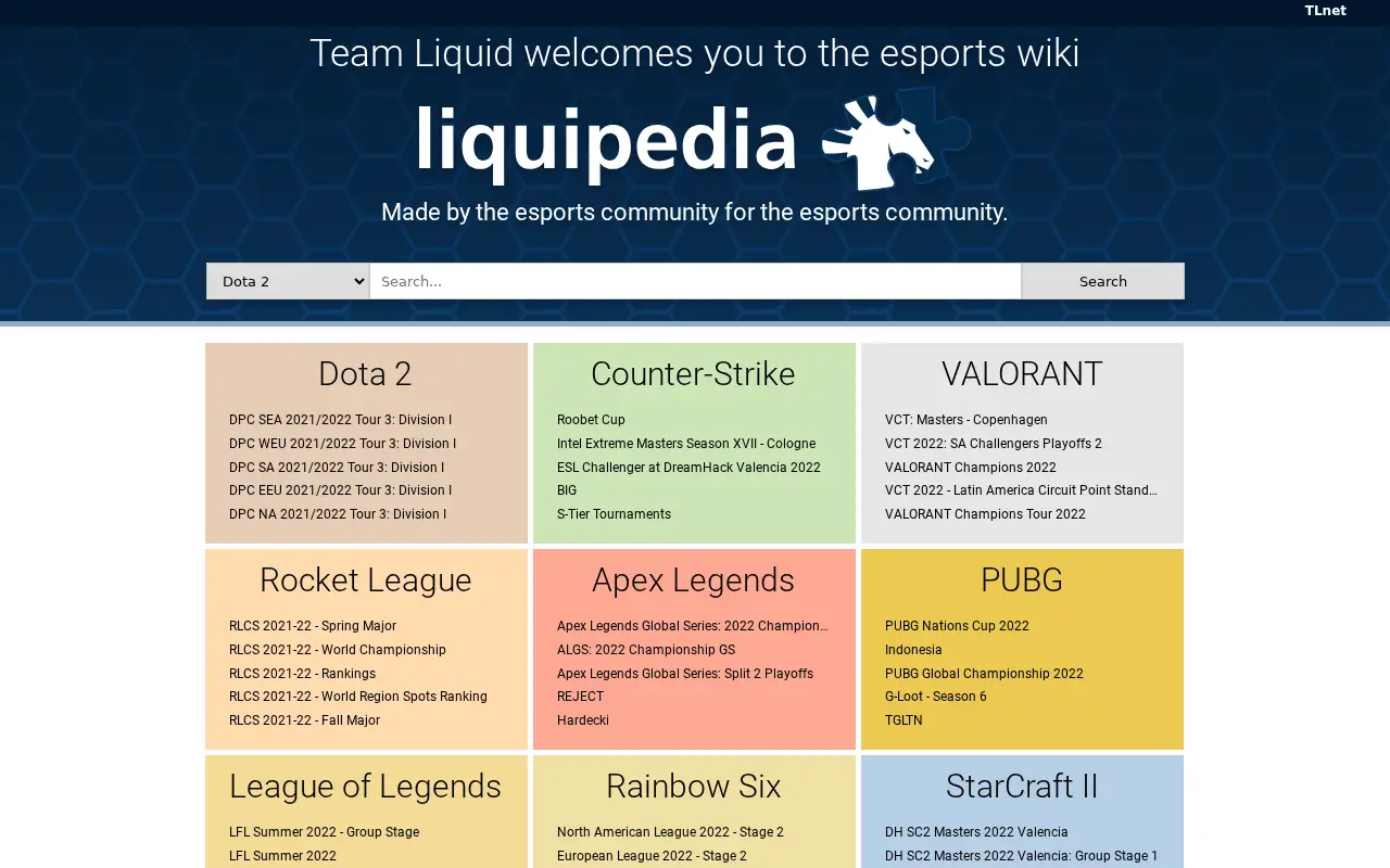 liquipedia.net in 2022