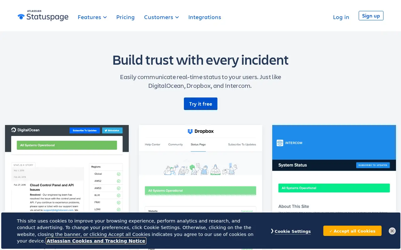 statuspage.io in 2019