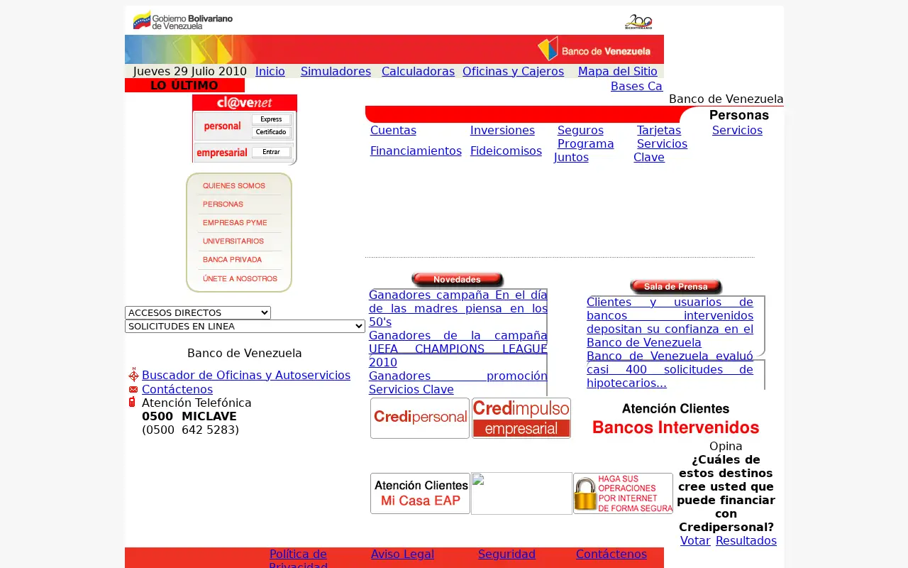 bancodevenezuela.com in 2010