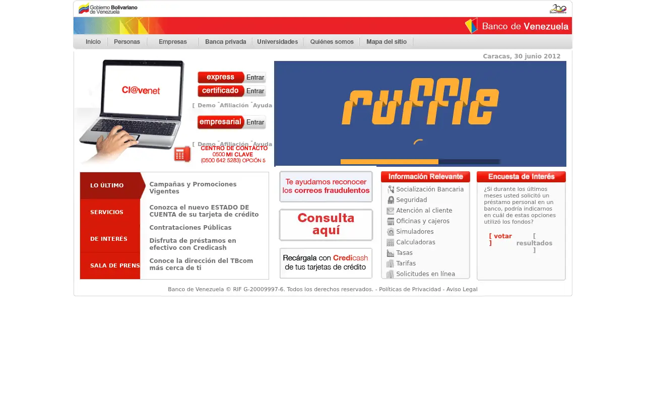bancodevenezuela.com in 2012