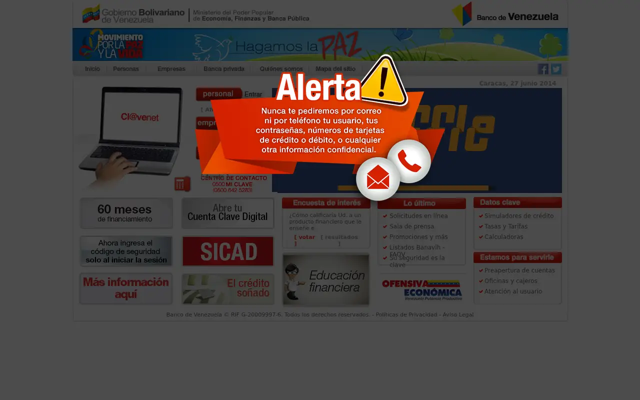 bancodevenezuela.com in 2014