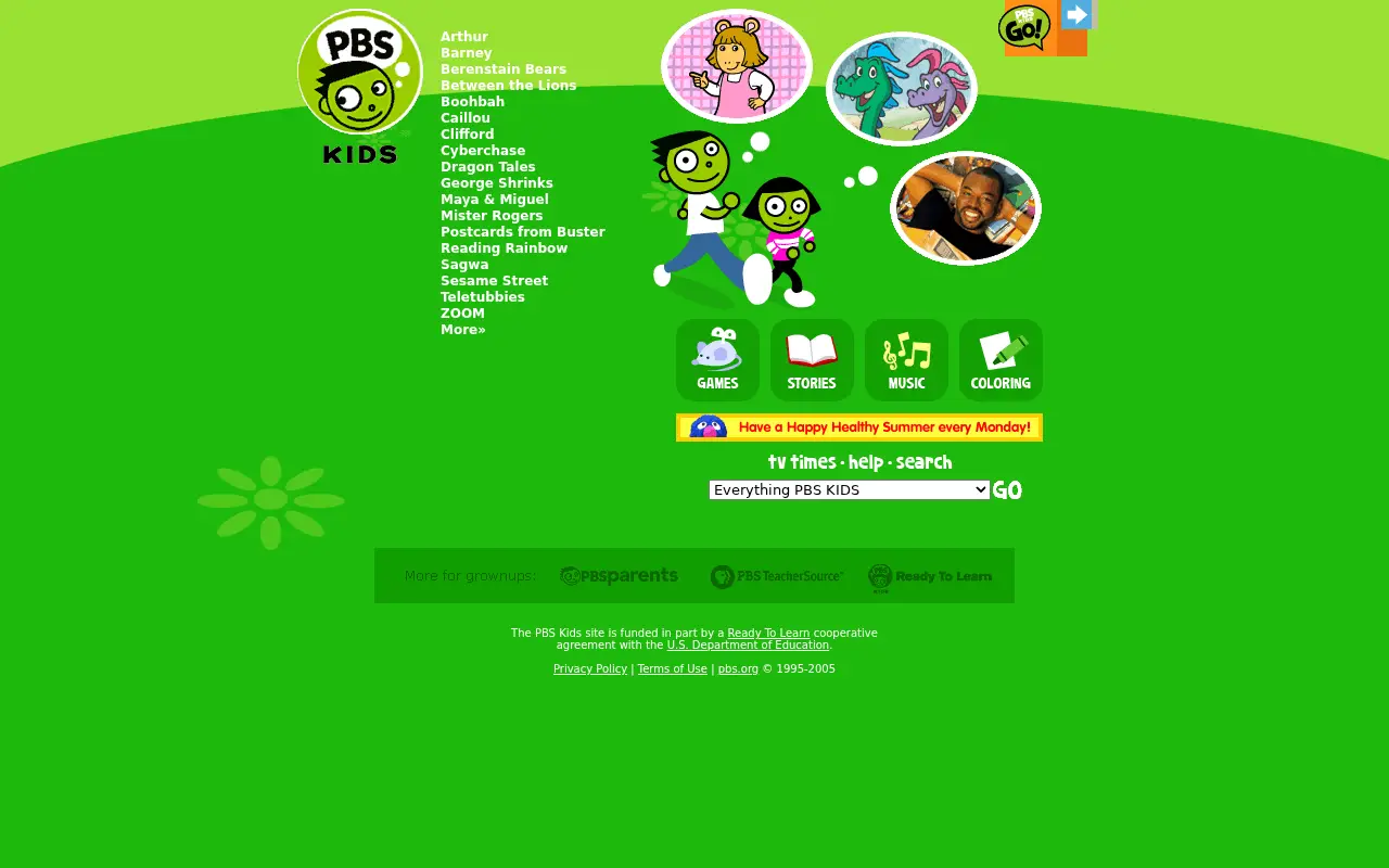 pbskids.org in 2005