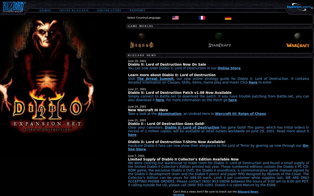 blizzard.com in 2001