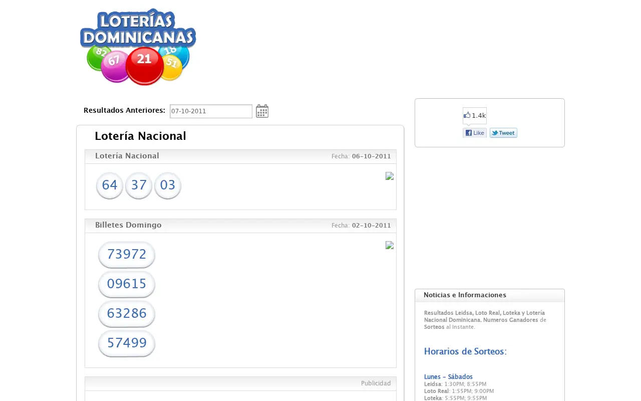 loteriasdominicanas.com in 2011