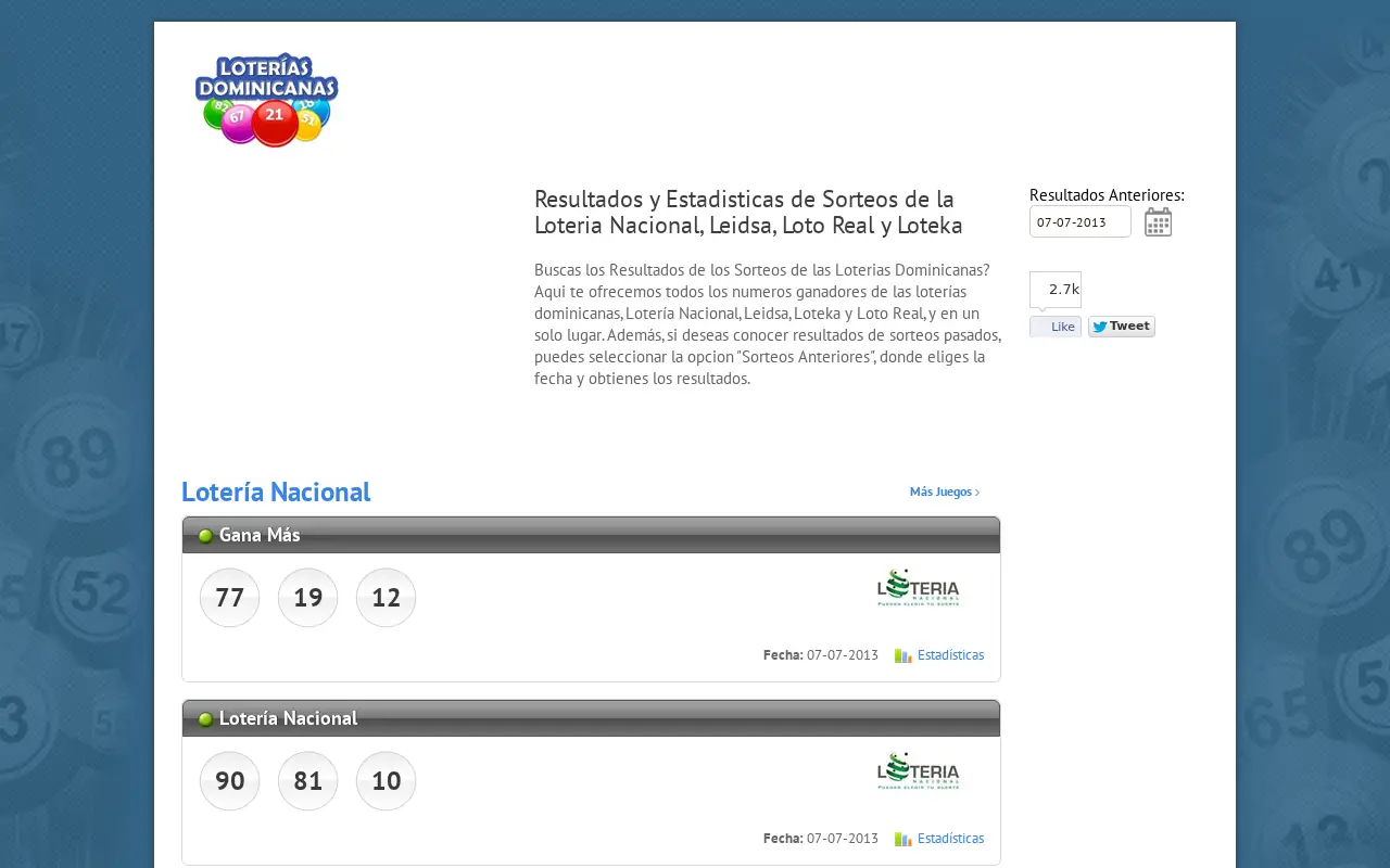 loteriasdominicanas.com in 2013