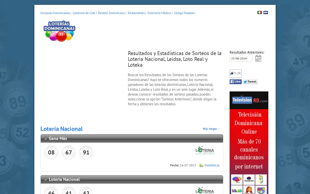 loteriasdominicanas.com in 2014